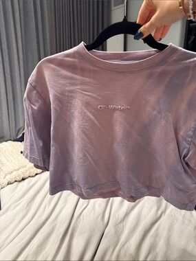Off-White Lavender Cropped Tee with Center Logo